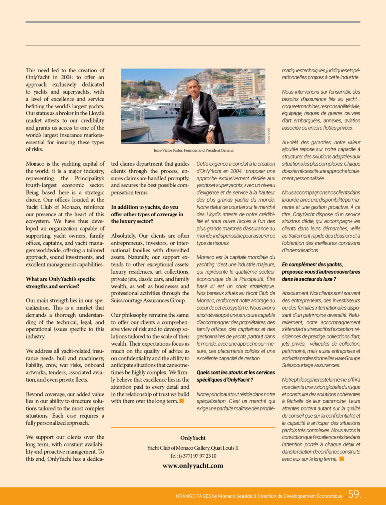 OnlyYacht Insurance JV Pastor Monaco Seaside interview